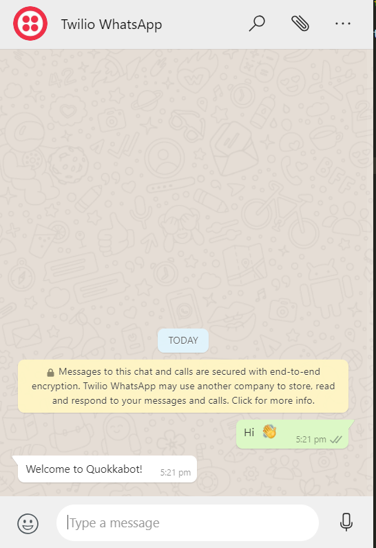 When a WhatsApp message is sent, it triggers a response back